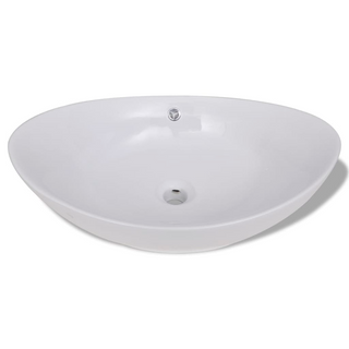 Luxury Ceramic Basin Oval with Overflow 59 x 38,5 cm - Giant Lobelia