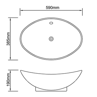 Luxury Ceramic Basin Oval with Overflow 59 x 38,5 cm - Giant Lobelia