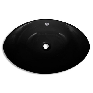 Black Luxury Ceramic Basin Oval with Overflow 59 x 38,5 cm - Giant Lobelia