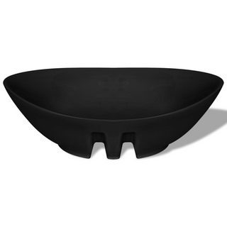 Black Luxury Ceramic Basin Oval with Overflow 59 x 38,5 cm - Giant Lobelia