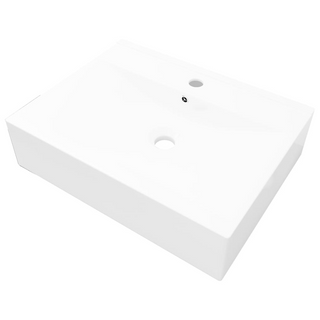 Rectangular Ceramic Basin Sink White with Faucet Hole 60x46 cm - Giant Lobelia