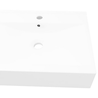 Rectangular Ceramic Basin Sink White with Faucet Hole 60x46 cm - Giant Lobelia