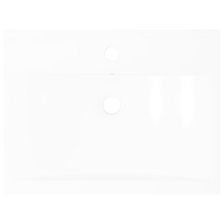 Rectangular Ceramic Basin Sink White with Faucet Hole 60x46 cm - Giant Lobelia