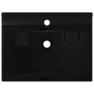 Rectangular Ceramic Basin Black with Faucet Hole 60x46 cm - Giant Lobelia