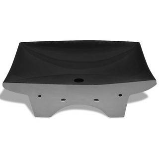 Black Luxury Ceramic Basin Rectangular with Overflow & Faucet Hole - Giant Lobelia