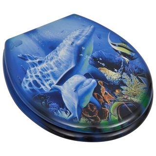 WC Toilet Seat MDF Lid Dolphins - Giant Lobelia