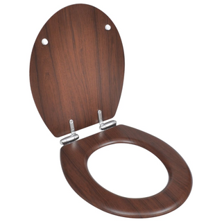 WC Toilet Seat MDF Soft Close Lid Simple Design Brown - Giant Lobelia