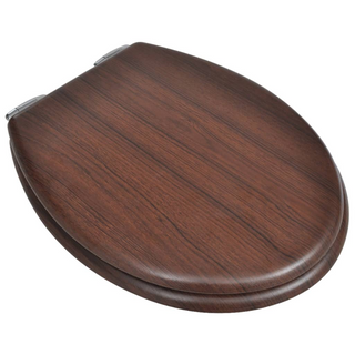 WC Toilet Seat MDF Soft Close Lid Simple Design Brown - Giant Lobelia