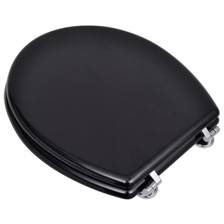 WC Toilet Seat MDF Lid Simple Design Black - Giant Lobelia