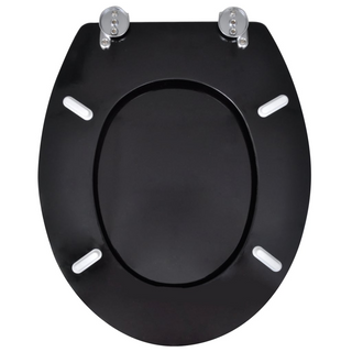 WC Toilet Seat MDF Lid Simple Design Black - Giant Lobelia