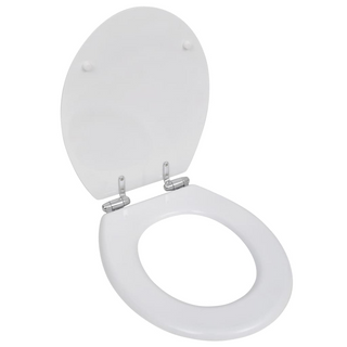 WC Toilet Seat MDF Soft Close Lid Simple Design White - Giant Lobelia