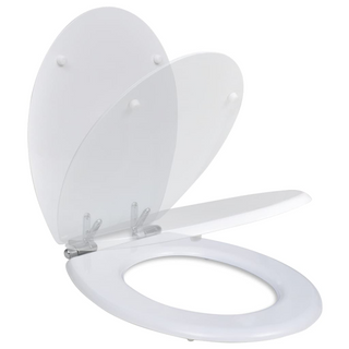 WC Toilet Seat MDF Soft Close Lid Simple Design White - Giant Lobelia