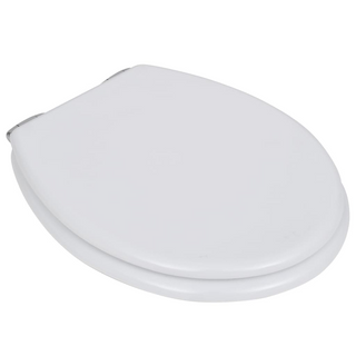 WC Toilet Seat MDF Soft Close Lid Simple Design White - Giant Lobelia