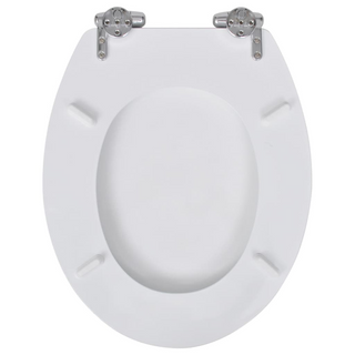 WC Toilet Seat MDF Soft Close Lid Simple Design White - Giant Lobelia