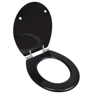 WC Toilet Seat MDF Soft Close Lid Simple Design Black - Giant Lobelia