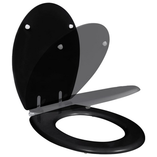 WC Toilet Seat MDF Soft Close Lid Simple Design Black - Giant Lobelia