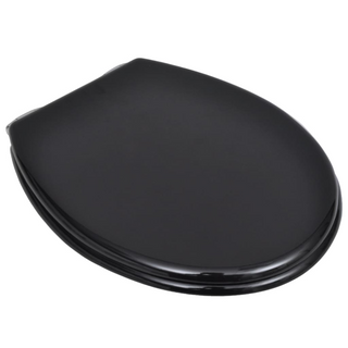 WC Toilet Seat MDF Soft Close Lid Simple Design Black - Giant Lobelia