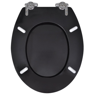 WC Toilet Seat MDF Soft Close Lid Simple Design Black - Giant Lobelia