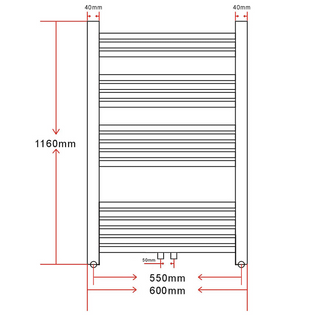 Bathroom Central Heating Towel Rail Radiator Straight 600 x 1160 mm - Giant Lobelia