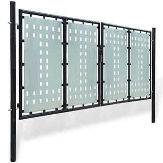 Black Double Door Fence Gate 300 x 175 cm - Giant Lobelia