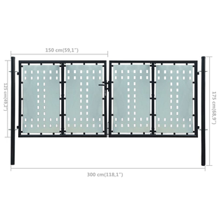 Black Double Door Fence Gate 300 x 175 cm - Giant Lobelia