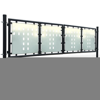 Black Double Door Fence Gate 300 x 150 cm - Giant Lobelia