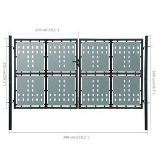 Black Double Door Fence Gate 300 x 200 cm - Giant Lobelia