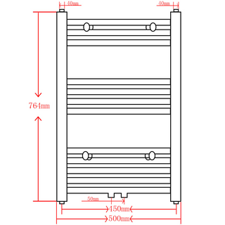 Black Bathroom Central Heating Towel Rail Radiator Straight 500x764mm - Giant Lobelia