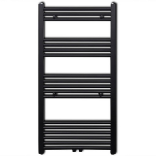 Black Bathroom Central Heating Towel Rail Radiator Straight 600x1160mm - Giant Lobelia