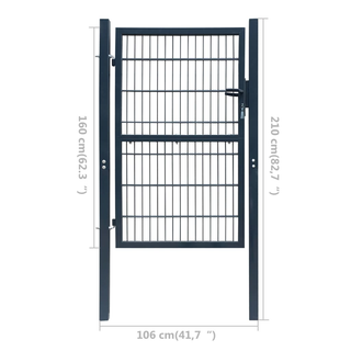 2D Fence Gate (Single) Anthracite Grey 106 x 210 cm - Giant Lobelia