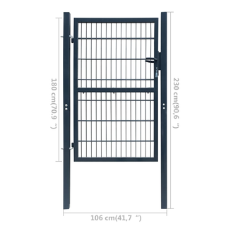 2D Fence Gate (Single) Anthracite Grey 106 x 230 cm - Giant Lobelia