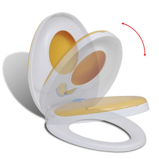 White & Yellow Soft-close Toilet Seat Adults/Children - Giant Lobelia