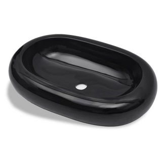 Ceramic Bathroom Sink Basin Black Oval - Giant Lobelia