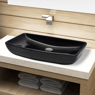 Ceramic Bathroom Sink Basin Black Rectangular - Giant Lobelia