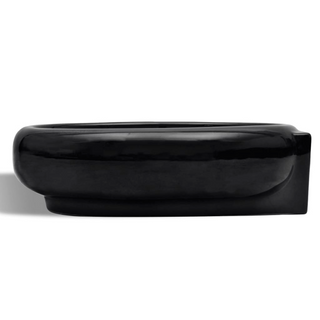 Ceramic Bathroom Sink Basin Faucet/Overflow Hole Black Round - Giant Lobelia