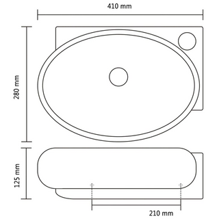 Ceramic Bathroom Sink Basin Faucet/Overflow Hole Black Round - Giant Lobelia