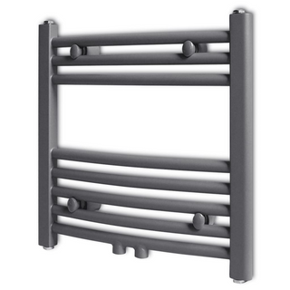 Grey Bathroom Central Heating Towel Rail Radiator Curve 480x480mm - Giant Lobelia