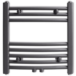 Grey Bathroom Central Heating Towel Rail Radiator Curve 480x480mm - Giant Lobelia