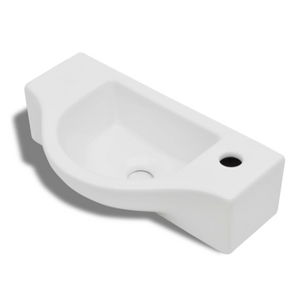 Ceramic Bathroom Sink Basin with Faucet Hole White - Giant Lobelia