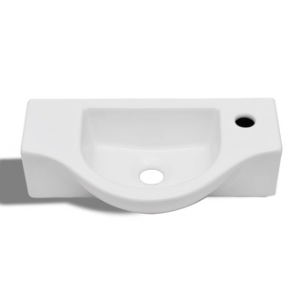 Ceramic Bathroom Sink Basin with Faucet Hole White - Giant Lobelia