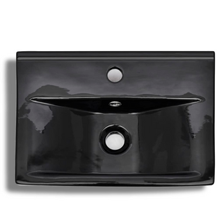 Ceramic Bathroom Sink Basin Faucet/Overflow Hole Black Rectangular - Giant Lobelia