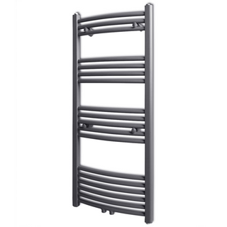 Grey Bathroom Central Heating Towel Rail Radiator Curve 500x1160mm - Giant Lobelia