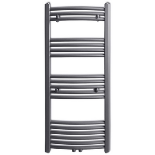 Grey Bathroom Central Heating Towel Rail Radiator Curve 500x1160mm - Giant Lobelia