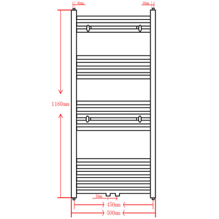 Grey Bathroom Central Heating Towel Rail Radiator Curve 500x1160mm - Giant Lobelia