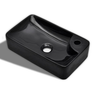 Ceramic Bathroom Sink Basin with Faucet Hole Black - Giant Lobelia