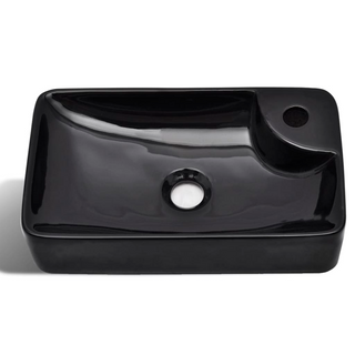 Ceramic Bathroom Sink Basin with Faucet Hole Black - Giant Lobelia