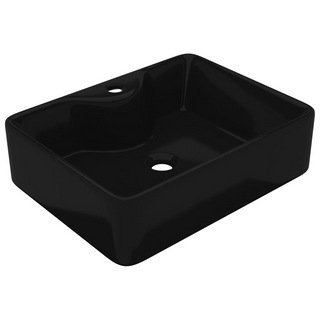 Ceramic Bathroom Sink Basin with Faucet Hole Black Square - Giant Lobelia