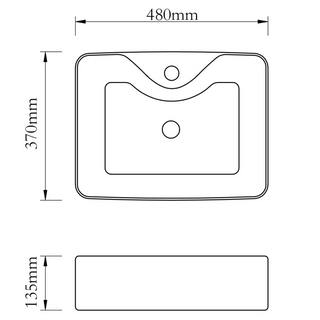 Ceramic Bathroom Sink Basin with Faucet Hole Black Square - Giant Lobelia