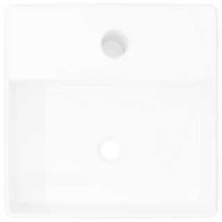 Ceramic Bathroom Sink Basin with Faucet Hole White Square - Giant Lobelia