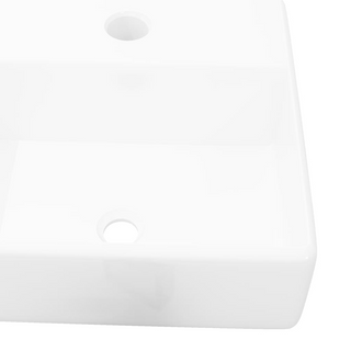 Ceramic Bathroom Sink Basin with Faucet Hole White Square - Giant Lobelia